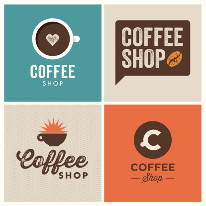 coffee shop design logo elements illustration vintage vector