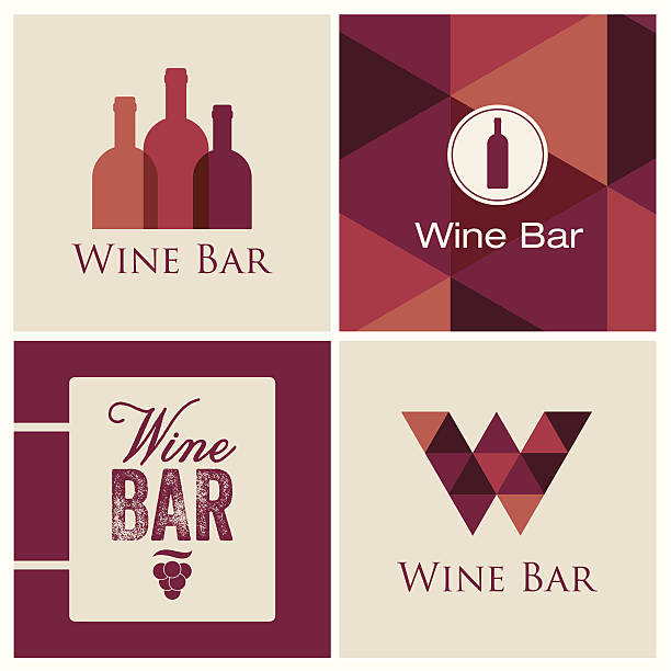 wine bar logo - wein und spirituosenhandlung stock-grafiken, -clipart, -cartoons und -symbole