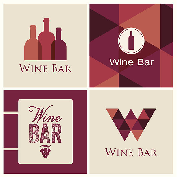 ilustraciones, imágenes clip art, dibujos animados e iconos de stock de logotipo del bar de vinos - wine bottle food wine restaurant