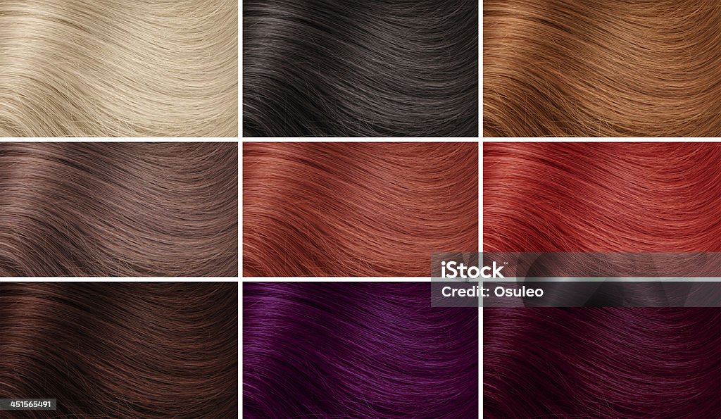 Beispiel für verschiedene Haarbehandlungen Farben - Lizenzfrei Farbprobe Stock-Foto