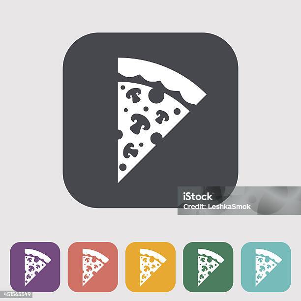 Пицца Плоский Значок — стоковая векторная графика и другие изображения на тему Без людей - Без людей, Вегетарианская пицца, Векторная графика