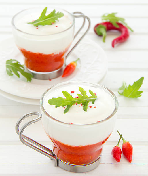 istock Mousse of red pepper and cream, selective focus. 451565577