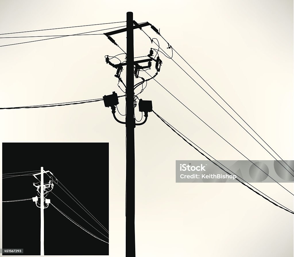 Telephone Pole or Power Line Silhouette illustration of a Telephone Pole or Power Line. Layered, so you can adjust the power lines to your layout. Check out my "Communication Talk" light box for more. Power Line stock vector