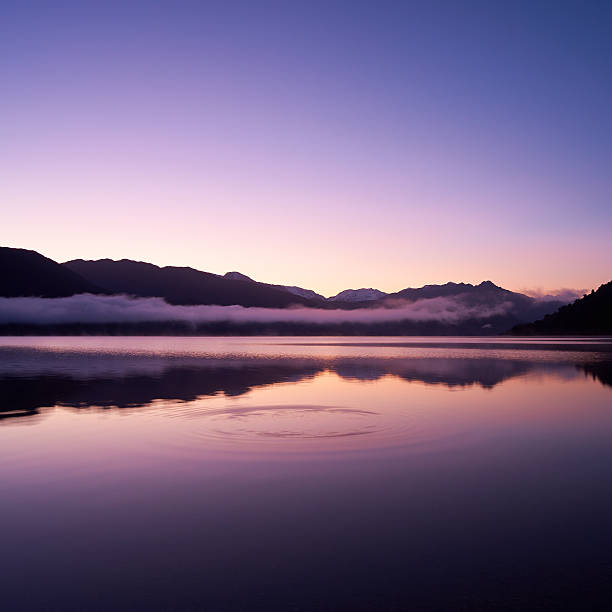 Hazy Foggy Lake and Mountains - The Great Smoky Mountains National Park - North Carolina
