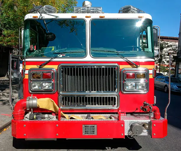 front of a American firetruck