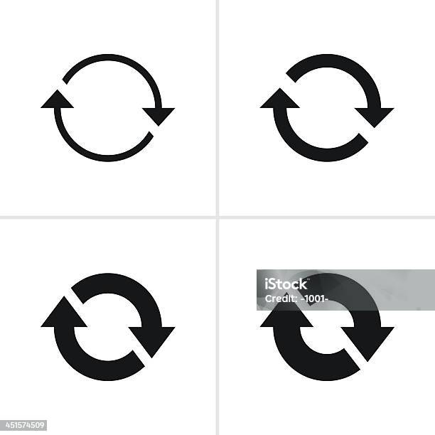 Freccia Segno Ricarica Aggiornamento Rotazione Ciclo Icona Pittogramma Nero - Immagini vettoriali stock e altre immagini di Andare giù
