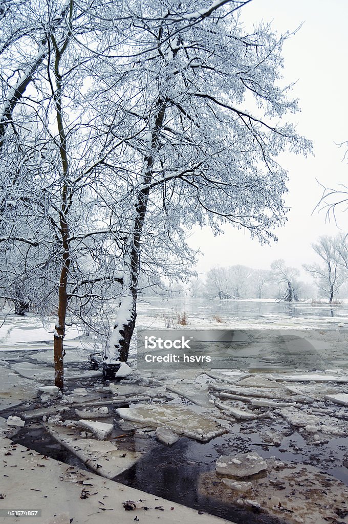 겨울맞이 풍경 at Havel 강 (독일 - 로열티 프리 0명 스톡 사진