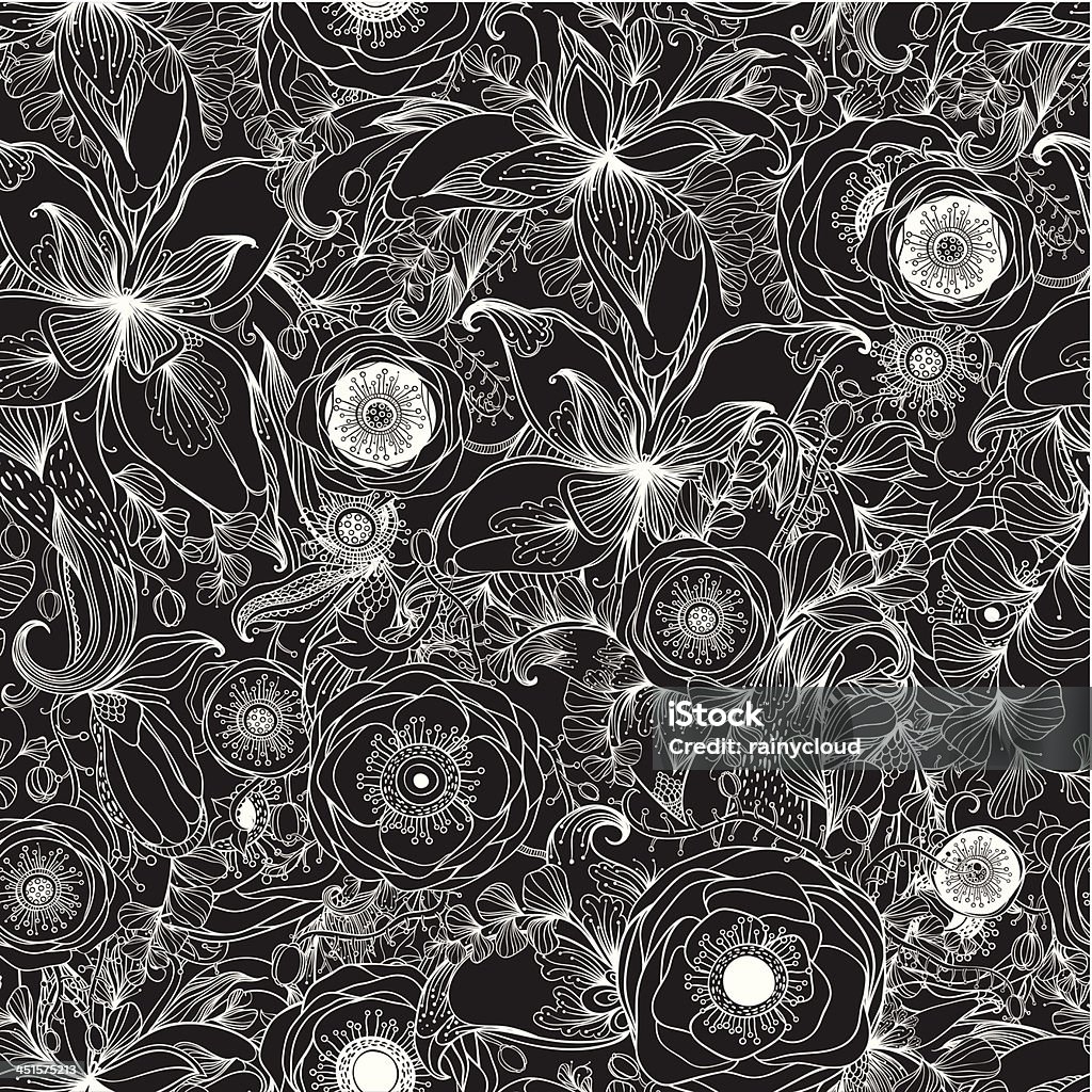 モノクロの花 - イラストレーションのロイヤリティフリーベクトルアート