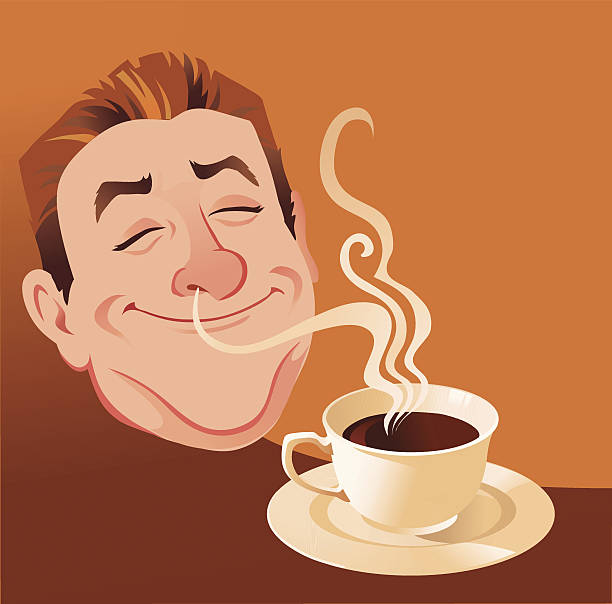 stockillustraties, clipart, cartoons en iconen met coffee smells delicious - ruiken