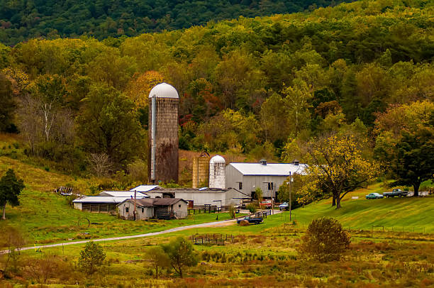 istock farm view with mountains landscape 451576885