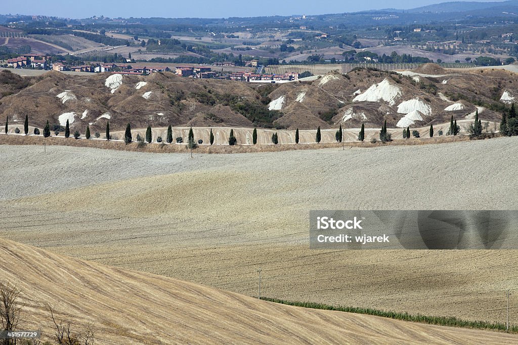 Hügellandschaft Crete Senesi-Landschaft in der Toskana - Lizenzfrei Ausgedörrt Stock-Foto