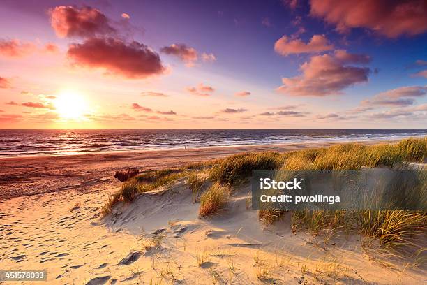 Seaside With Sand Dunes At Sunset Stock Photo - Download Image Now - Beach, Sand Dune, Sunset