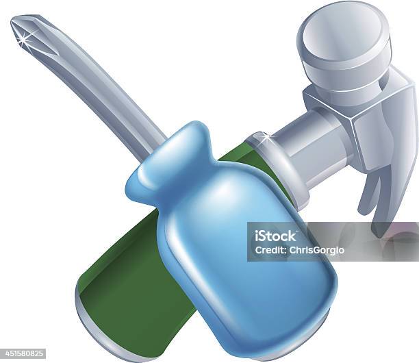 Crossed Hammer And Screwdriver Tools Stock Illustration - Download Image Now - Accessibility, Blue-collar Worker, Building Contractor