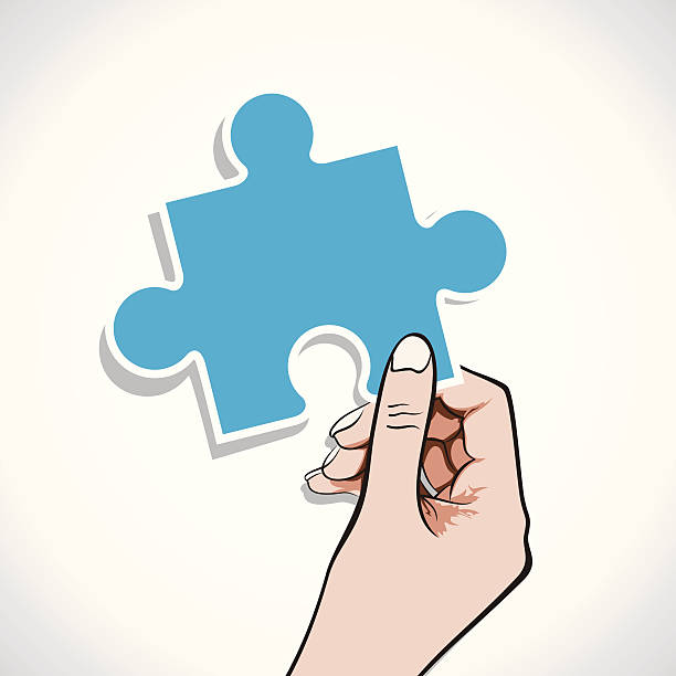 ilustraciones, imágenes clip art, dibujos animados e iconos de stock de pieza de rompecabezas - portion blue jigsaw puzzle puzzle