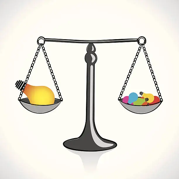 Vector illustration of weighing ideas