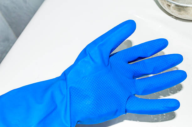 gants main bleu - antibakteriell photos et images de collection