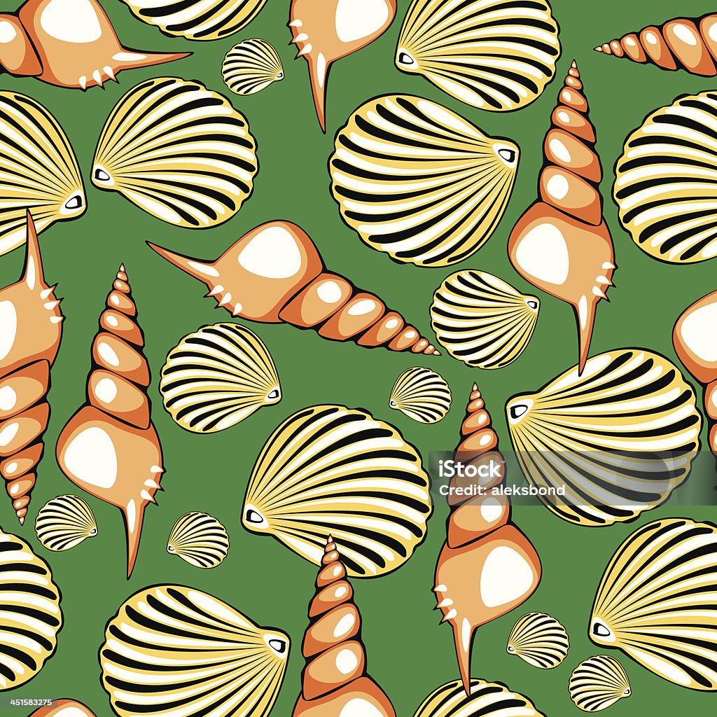 Green Shell Pattern Background Shells On Green Background Seamless Illustration Stock Illustration ...