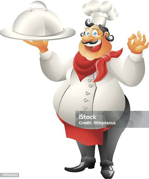 Laughing Chef With Plate Isolated Stock Illustration - Download Image Now - Baker - Occupation, Cartoon, Characters