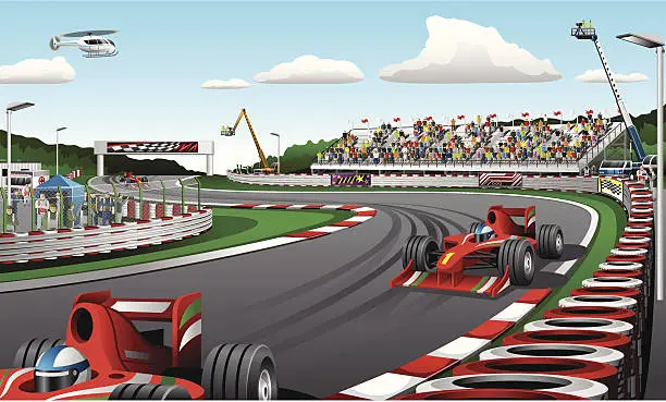 Vector illustration of open-wheel single-seater racing car racing cars - Illustration