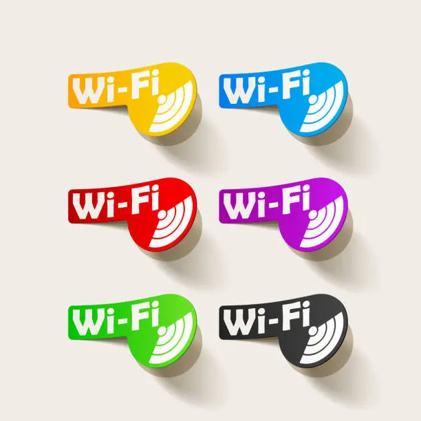 Vector illustration of Free Zone wi-fi, sticker