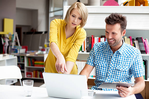 istock Bookshop managers working on laptop 451589105