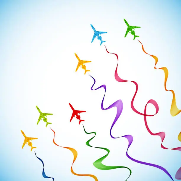 Vector illustration of airplane, vector abstract background