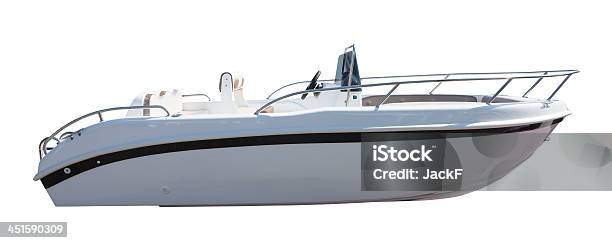 New Motor Speedboat Isolated Over White Stock Photo - Download Image Now - Profile View, Side View, Nautical Vessel