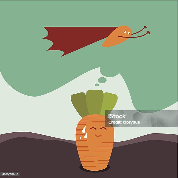 Морковный Мечты Стать Супергерой — стоковая векторная графика и другие изображения на тему Векторная графика - Векторная графика, Витать в облаках, Воображение