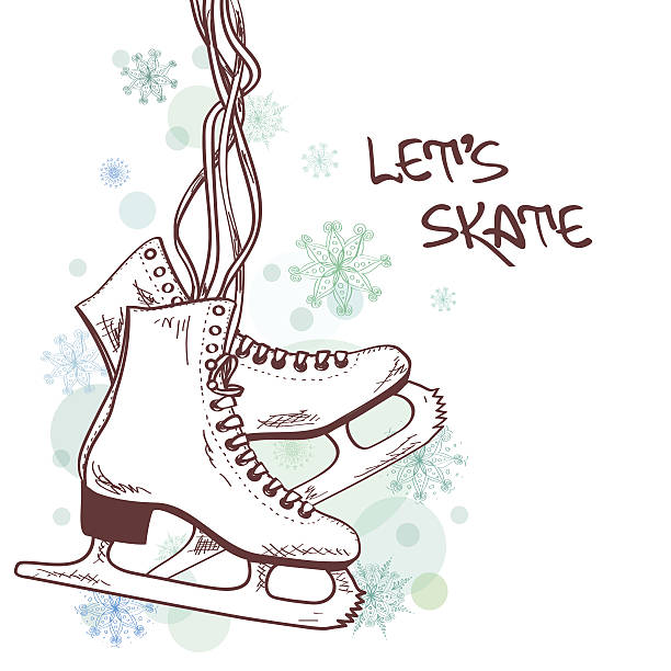 Winter illustration with skates Winter illustration or card with skates. Included Ai ice skate stock illustrations