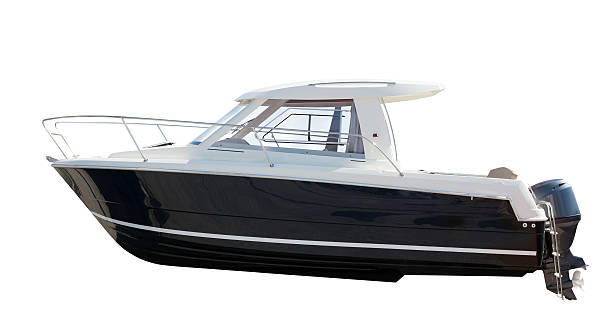 サイドのモーターボートに乗ります。 絶縁型、白色 - yacht nautical vessel motorboat speedboat ストックフォトと画像
