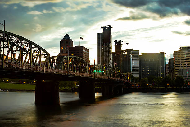 istock Downtown Portland at Sunset with a bridge 451594747
