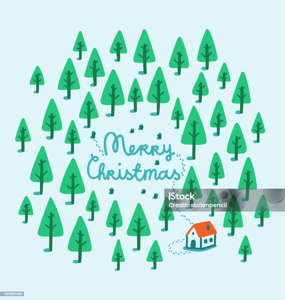 House in the woods Cute Christmas illustration with house in woods Footprint stock vector