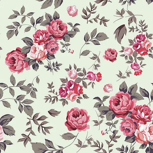 Vector illustration of Roses and leaves background pattern