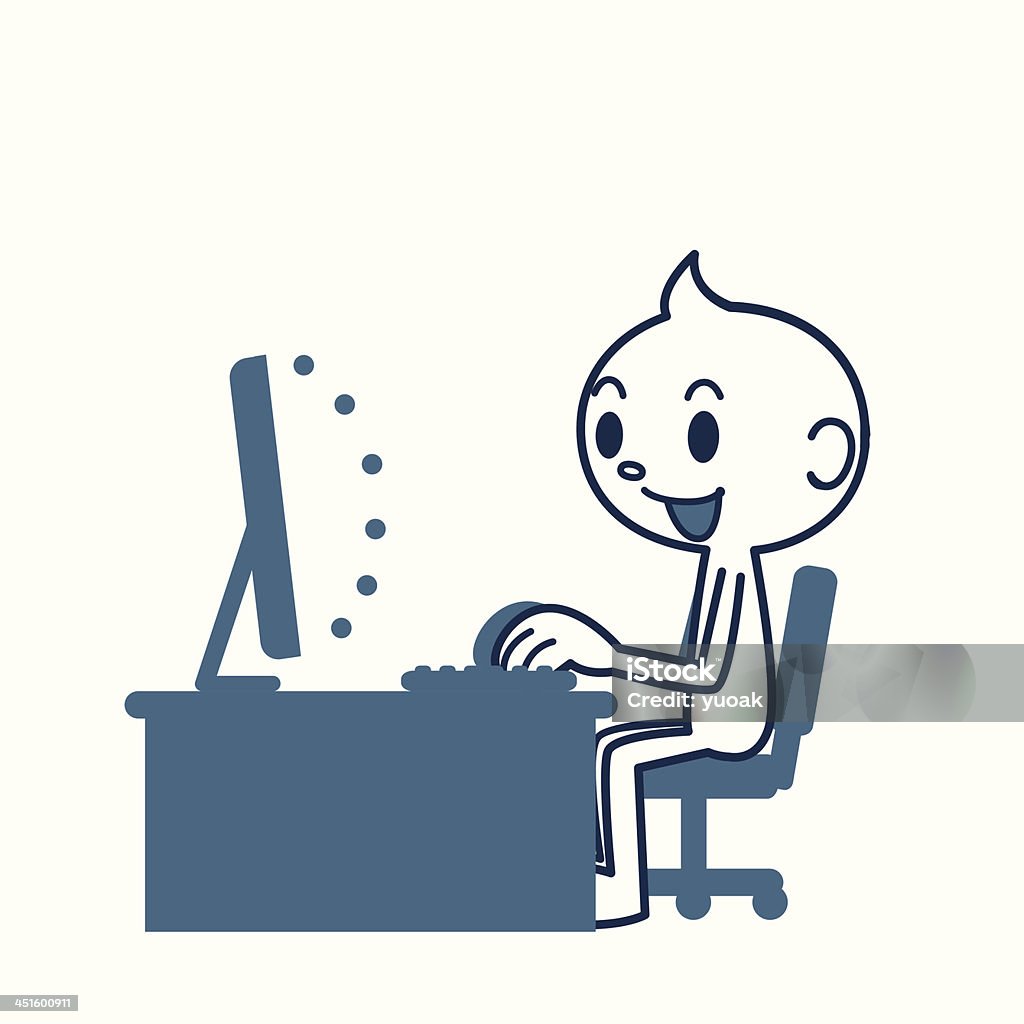 男性、コンピュータを使用し - ユーモアのロイヤリティフリーベクトルアート