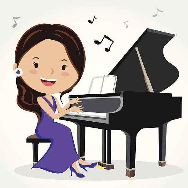 piano wydajności - animated cartoon music teens arts and entertainment stock illustrations