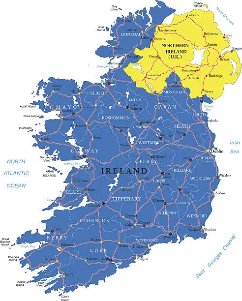 Vector illustration of Ireland map