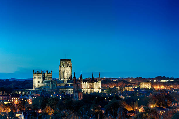 Durham Cathedral and Castle by Twilight Durham Cathedral and Castle photographed in the early evening during November. anglo saxon photos stock pictures, royalty-free photos & images