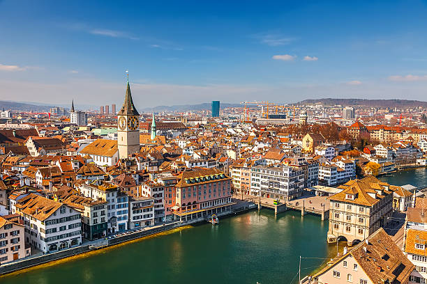 zürich - fraumünsterkirche stock-fotos und bilder