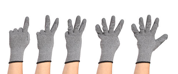 istock Hands in gloves show figures 451621465