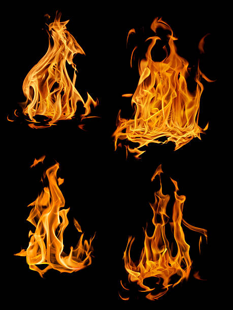 istock four yellow and orange flames set 451622955