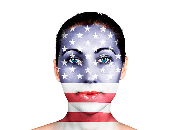 istock United States flag on a  face 451630447