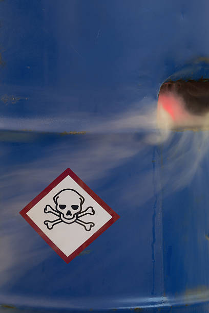 istock Barrel with toxic hazard label Skull and Crossbones 451630923