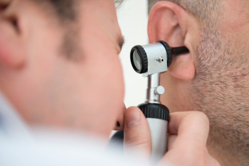 ear examination, the doctor close-up