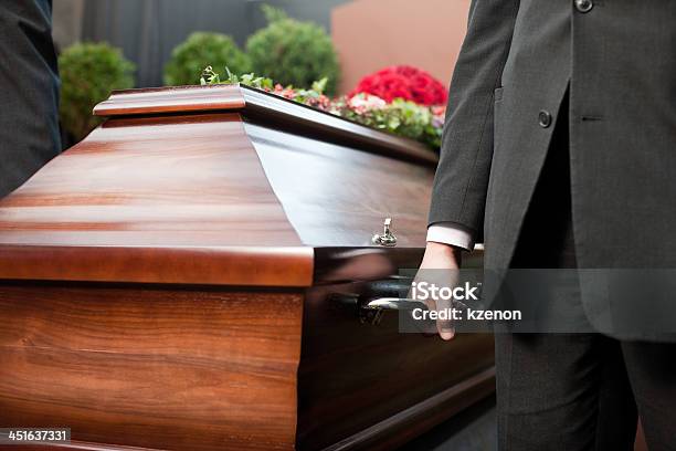 Funeral With Casket Carried By Coffin Bearer Stock Photo - Download Image Now - Funeral, Funeral Parlor, Coffin