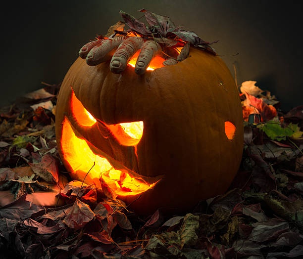istock Scary Halloween Carved Pumpkin 451640889