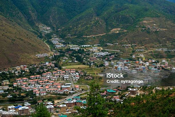 View Of The City Thimphu Bhutan Stock Photo - Download Image Now - Aerial View, Architect, Architecture