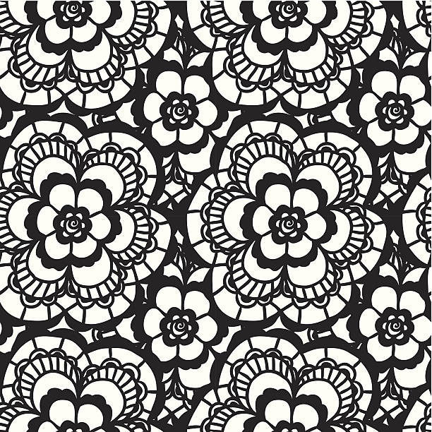 illustrazioni stock, clip art, cartoni animati e icone di tendenza di pizzo senza soluzione di continuità con i fiori motivo - fashion gothic style lace women