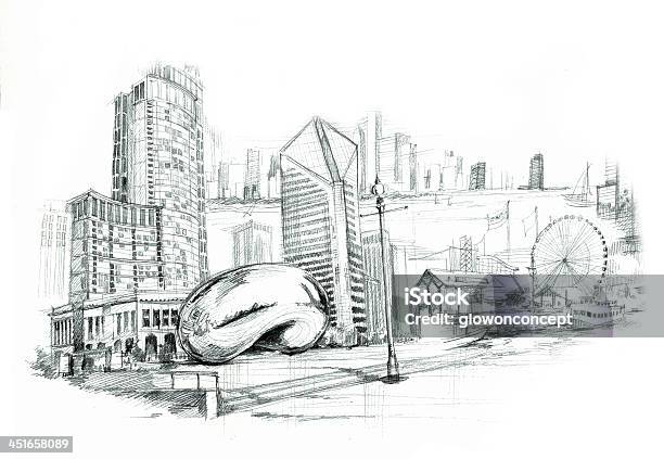 Chicago City Illustartion Stock Illustration - Download Image Now - Art Product, Bean, Beautiful People