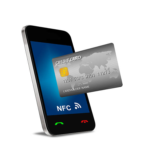 istock smartphone with Near Field Communication (NFC) showing a credit 451660547