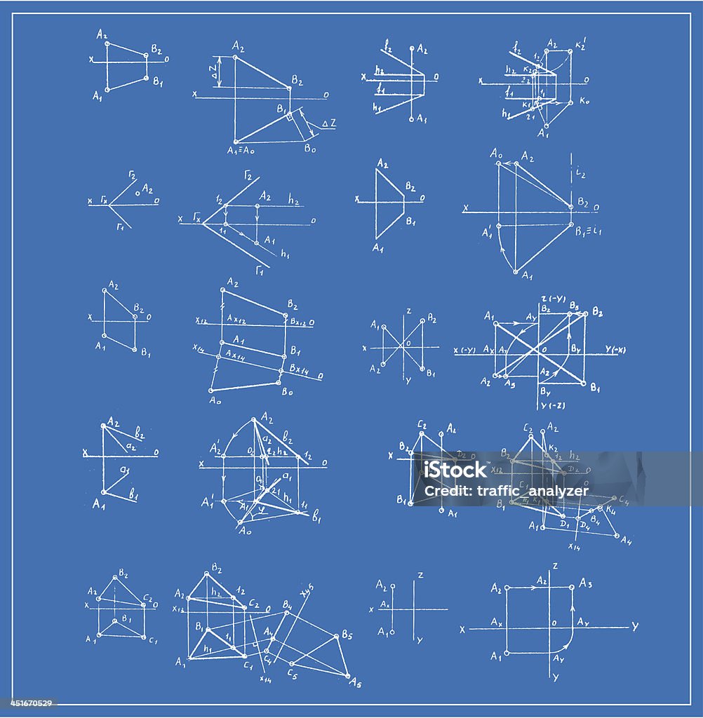 Blueprint Using Geometry Blueprint Of Perspective Geometry Sketches Stock Illustration ...